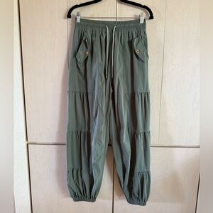 Amazon Essentials Olive Green Tiered Parachute Pants